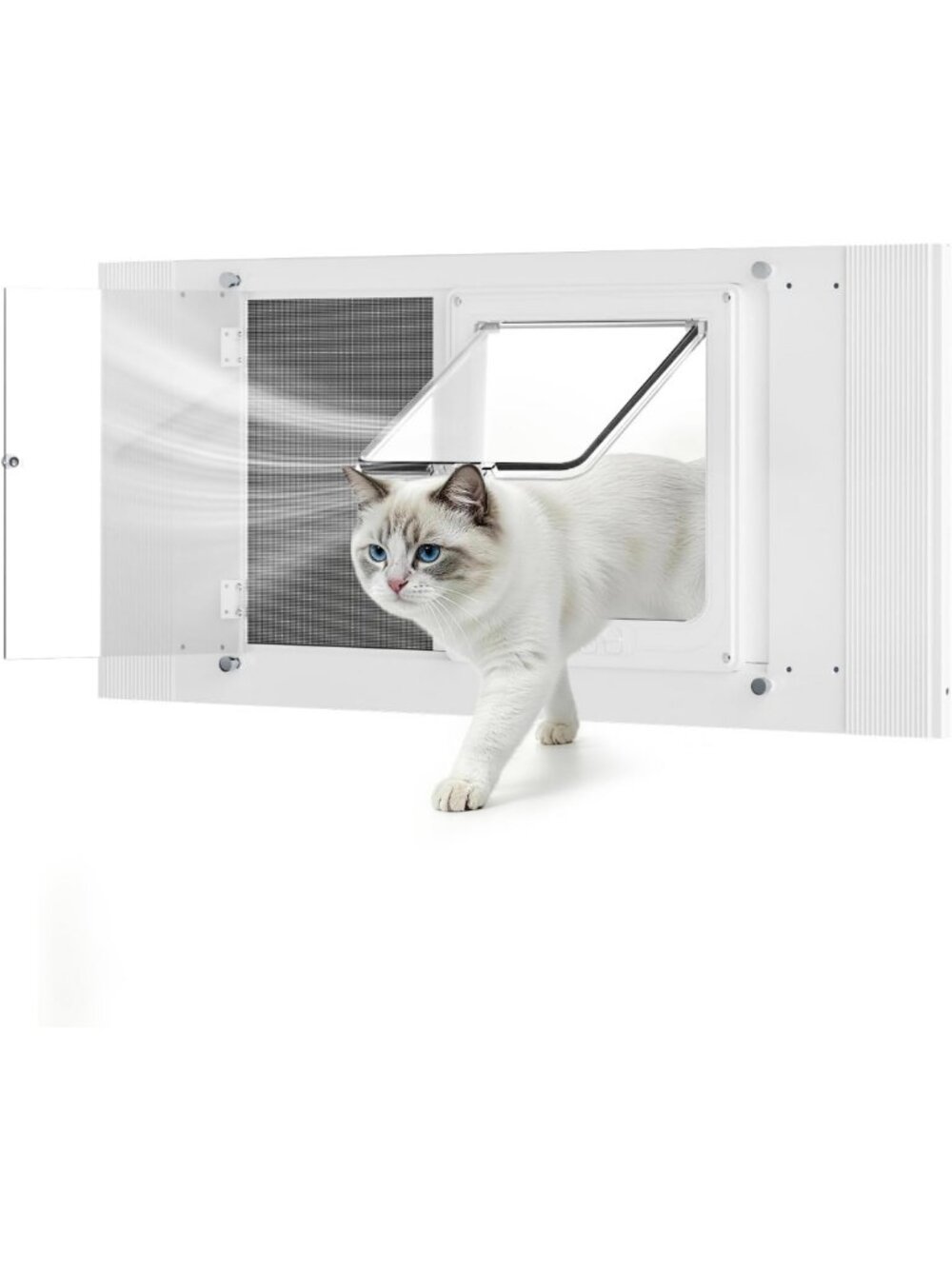 Adjustable Cat Window Door with Screen & Acrylic Panel - Weatherproof Pet Insert